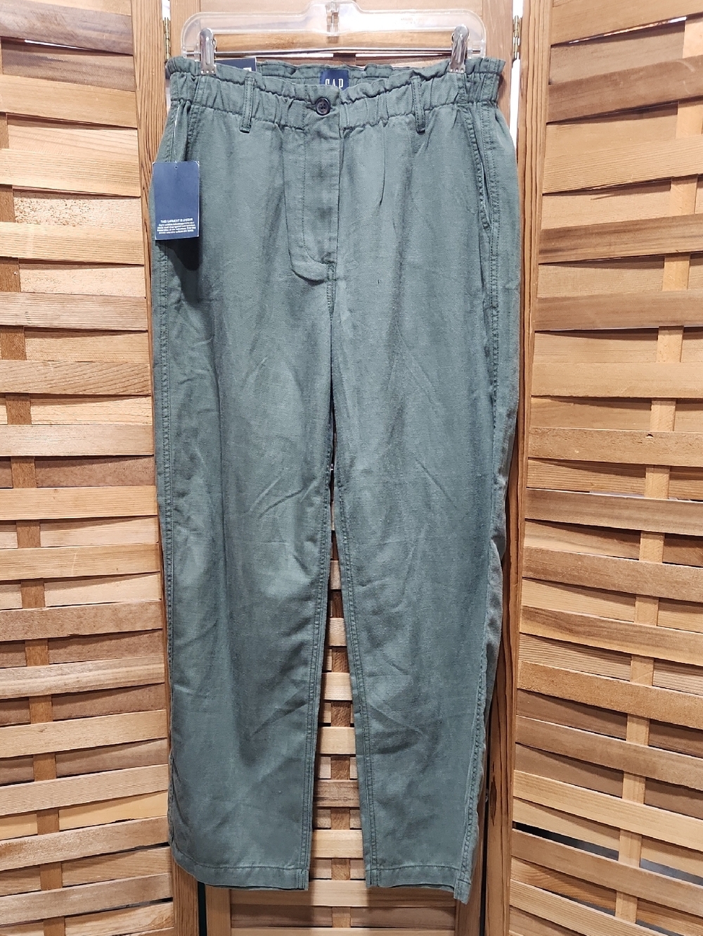 GAP Olive Green Easy Twill Pant Women M Straight Leg Slacks Cotton Lyocell - Picture 1 of 11